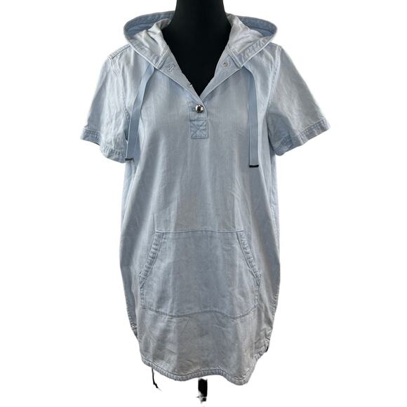 MARC BY MARC JACOBS Sunbleached Pale Indigo Cotton Short Sleeve Shirt Dress Sz M - Picture 2 of 10